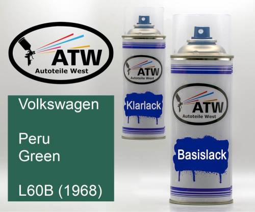 Volkswagen, Peru Green, L60B (1968): 400ml Sprühdose + 400ml Klarlack - Set, von ATW Autoteile West.